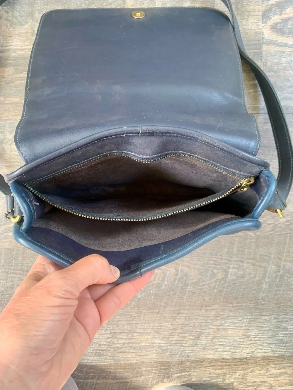 Vintage Coach Navy Leather Crossbody -Messenger Bag